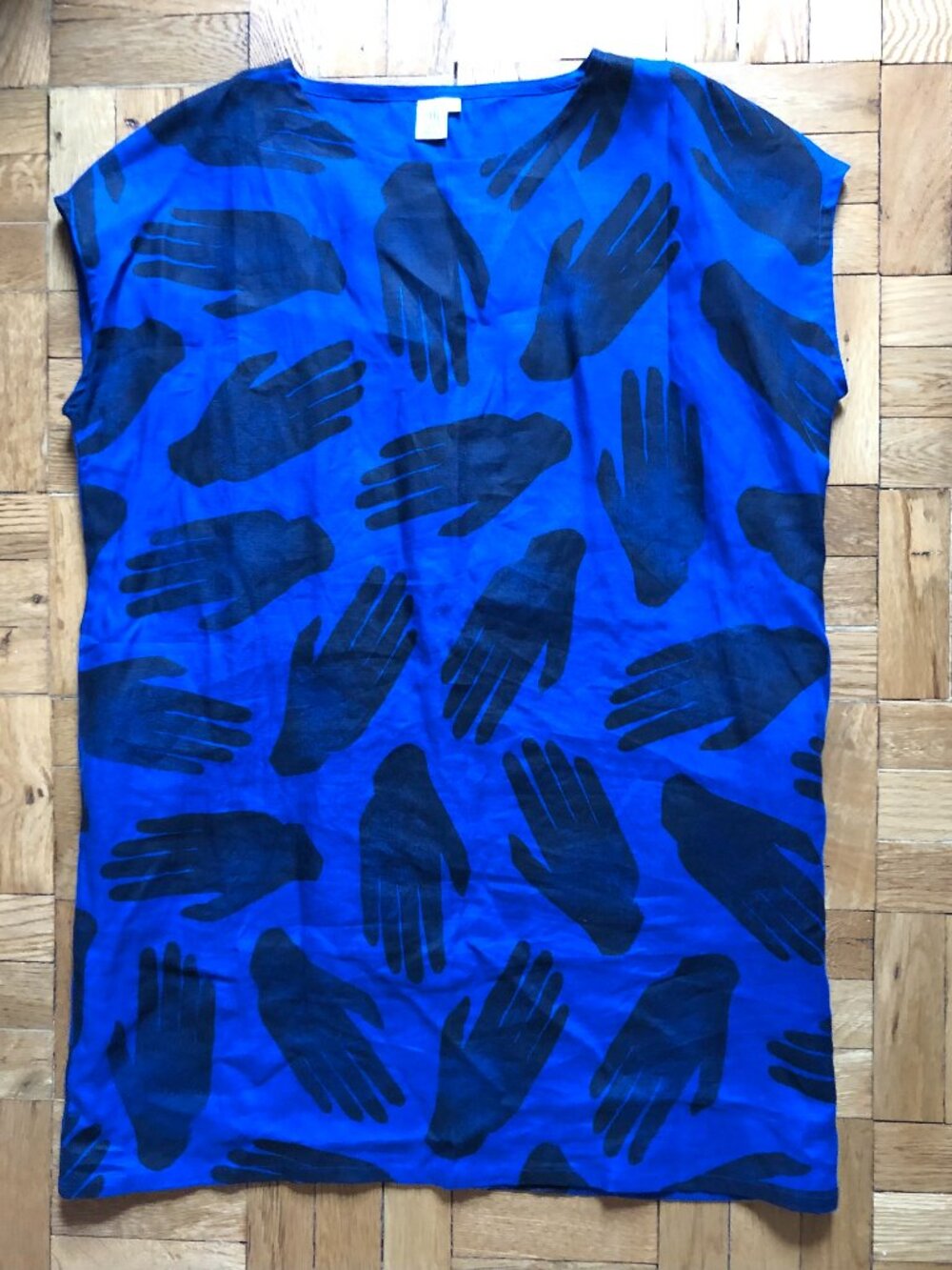 Maker & Mineral hand print dress cobalt blue size M